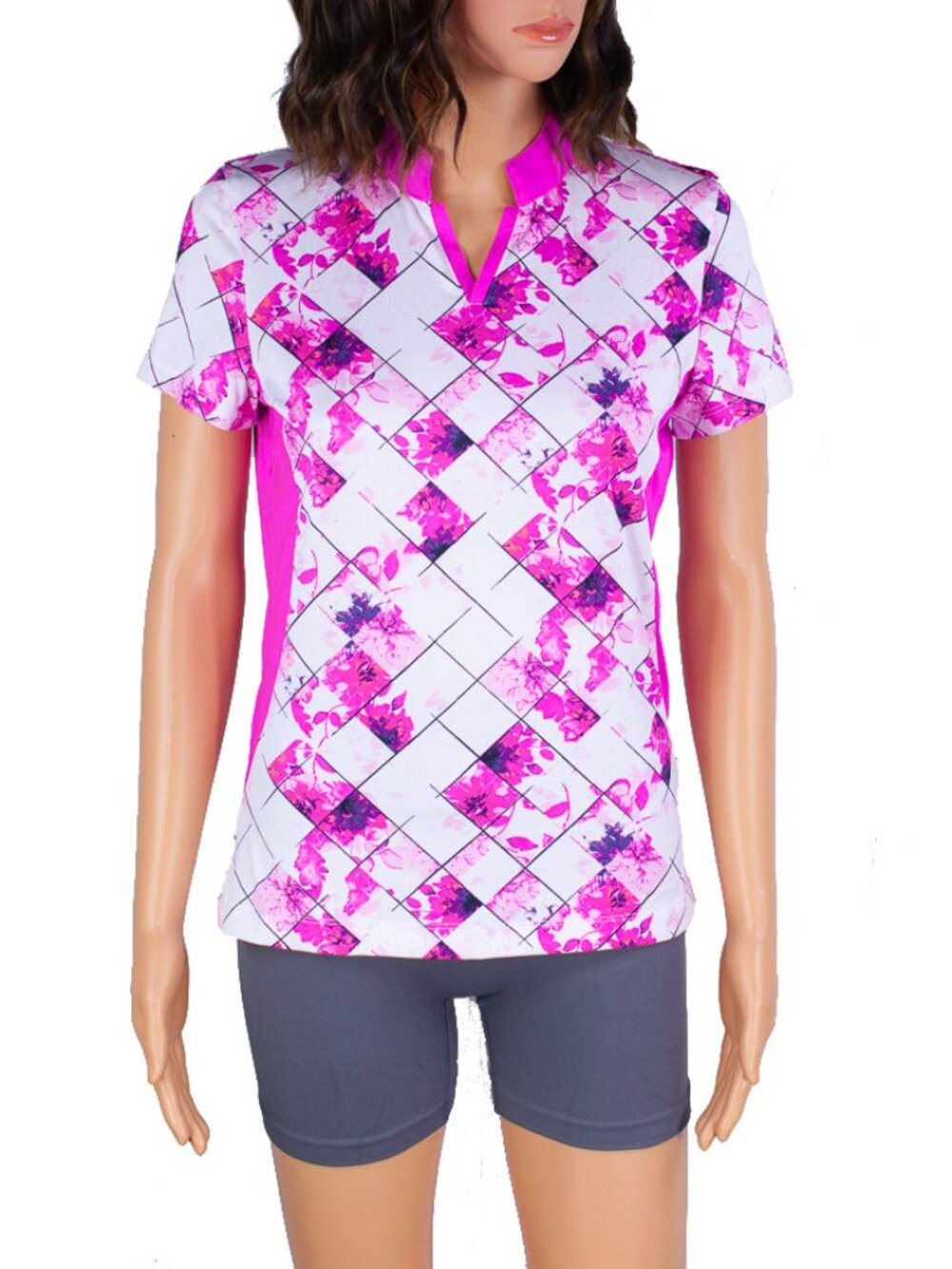 Tail White Label Golf Top XS Pink Floral Stretch